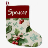 Elegant Holiday Pattern Christmas Stocking Großer Weihnachtsstrumpf (Vorderseite)