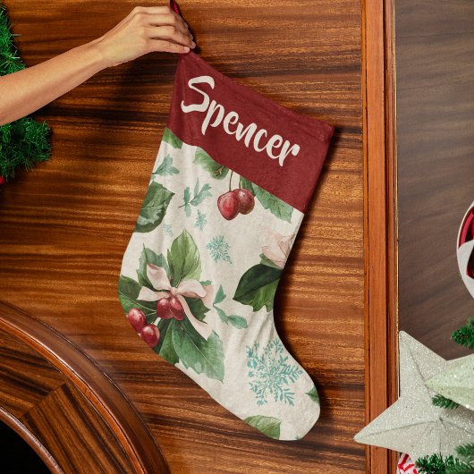 Elegant Holiday Pattern Christmas Stocking Großer Weihnachtsstrumpf