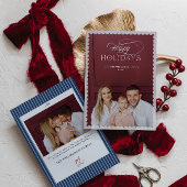 Elegant Holiday Photo Card with Scalloped Border Einladung