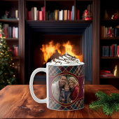 Elegant Holiday Photo Plaid Monogram Name Kaffeetasse