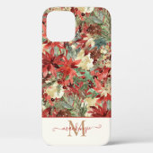 Elegant Holiday Poinsettia Christmas Monogram Case-Mate iPhone Hülle (Rückseite)