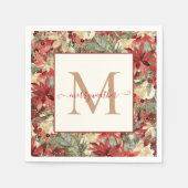 Elegant Holiday Poinsettia Christmas Monogram Serviette (Vorderseite)