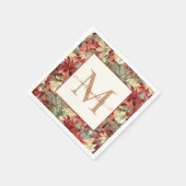Elegant Holiday Poinsettia Christmas Monogram Serviette (Ecke)
