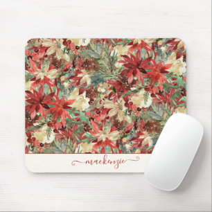 Elegant Holiday Poinsettia Weihnachten Mousepad