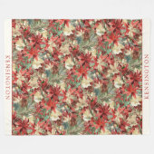 Elegant Holiday Poinsettia Weihnachtsblumen Name Fleecedecke (Vorderseite (Horizontal))