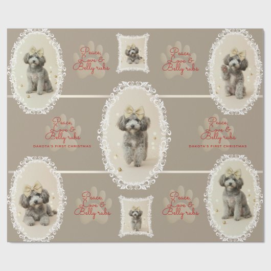 Elegant Holiday Puppy Wrapping Paper (Customize) Geschenkpapier (Flach)