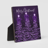 Elegant Holiday Purple Christmas Trees Bows Fotoplatte (Vorderseite)