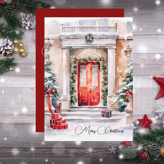 Elegant Holiday Red Door Garland Frohe Weihnachten