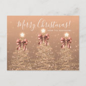 Elegant Holiday Rose Gold Christmas Trees Bows Postkarte (Vorderseite)