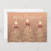 Elegant Holiday Rose Gold Christmas Trees Bows Postkarte (Vorne/Hinten)