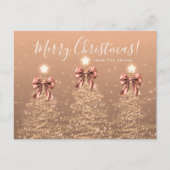 Elegant Holiday Rose Gold Christmas Trees Bows Postkarte (Vorderseite)
