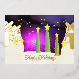 Elegant Holiday Snowman Folien Feiertagskarte