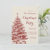 Elegant holiday tree Vintage Christmas Party Einladung (Stehend Vorderseite)