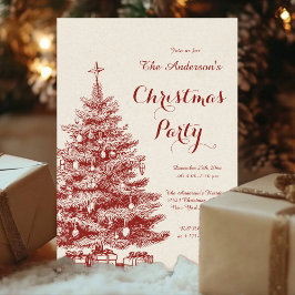 Elegant holiday tree Vintage Christmas Party Einladung