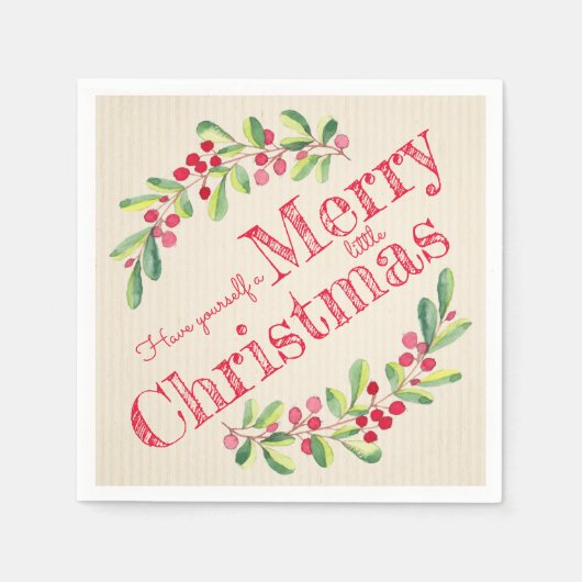 Elegant Holly and Berries Weihnachtsfeiertag Serviette (Vorderseite)