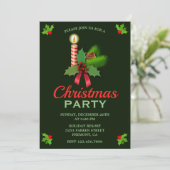 Elegant Holly and Candle | Weihnachts-Party Einlad Einladung (Stehend Vorderseite)