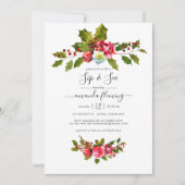 Elegant Holly and Ivy Christmas Sip and See Charm Einladung (Vorderseite)