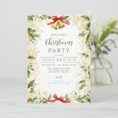 Elegant Holly Bells Christmas Einladung (Stehend Vorderseite)