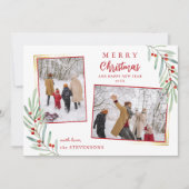 Elegant Holly Berries 2 Foto Rot Frohe Weihnachten (Vorderseite)