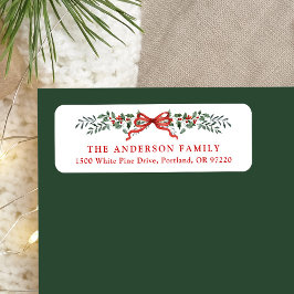 Elegant Holly Berries Bow Weihnachtszeit-Rücksende