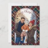 Elegant Holly Berries Kariertes Weihnachtsschreibe Feiertagskarte (Vorderseite)