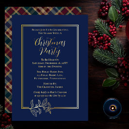 Elegant Holly | Berries Rich Kariertes Party Folieneinladung
