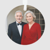 Elegant Holly Berries Wreath Frohe Weihnachts-Foto Ornament (Rückseite)