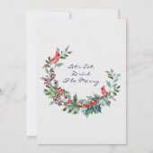 Elegant Holly Berry Deer Weihnachtsfest Mittagesse Einladung (Rückseite)