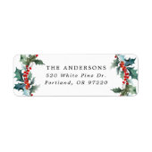 Elegant Holly Berry Holiday Rücksendeadresse (Vorne)