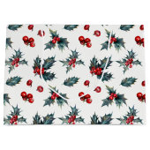 Elegant Holly Berry Holiday Weihnachten Rustikal Große Geschenktüte (Vorderseite)