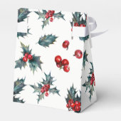 Elegant Holly Berry Holiday Weihnachten Rustikale Geschenkschachtel (Rückseite)
