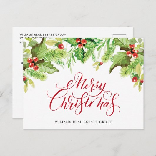 Elegant Holly Berry Mistletoe Weihnachten (Vorne/Hinten)