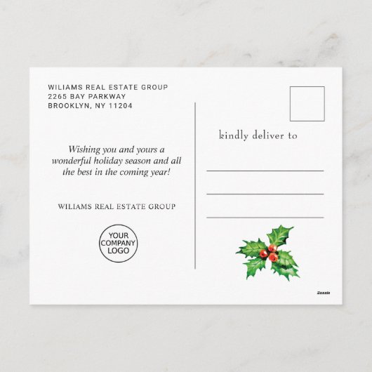 Elegant Holly Berry Mistletoe Weihnachten (Rückseite)