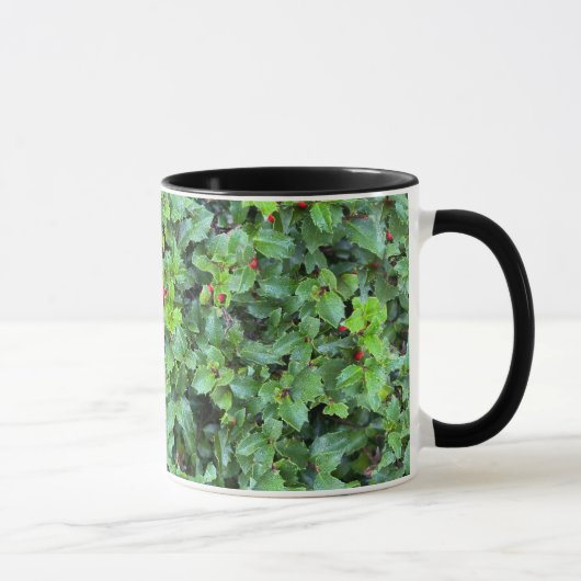 Elegant Holly Berry Pattern Christmas Home Decor Tasse (Rechts)