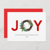 ELEGANT HOLLY BERRY RED GREEN JOY WREATH CHRISTMAS POSTKARTE (Vorne/Hinten)