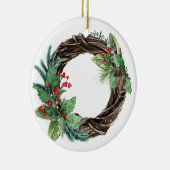 ELEGANT HOLLY BERRY SILVER JOY WREATH CHRISTMAS KERAMIK ORNAMENT (Rechts)