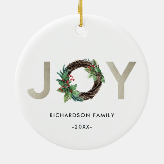 ELEGANT HOLLY BERRY SILVER JOY WREATH CHRISTMAS KERAMIK ORNAMENT (Hinten)