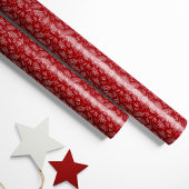 Elegant Holly & Berry Stems Red Geschenkpapier