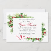 Elegant Holly Berry Weihnachtsfeiertag Open House Einladung (Vorderseite)