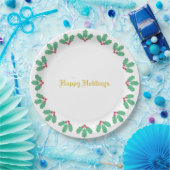 Elegant Holly Berry Wreath Pappteller (Party)