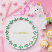 Elegant Holly Berry Wreath Pappteller (Party)