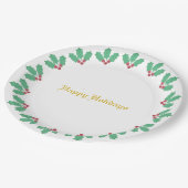 Elegant Holly Berry Wreath Pappteller (Schrägansicht)