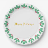 Elegant Holly Berry Wreath Pappteller (Vorderseite)