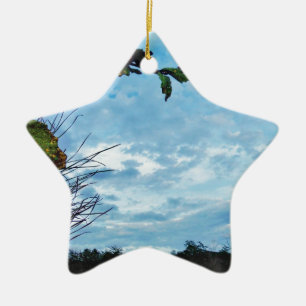 Elegant Holly Christmas, blauer Himmel Keramik Ornament