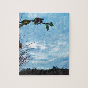 Elegant Holly Christmas, blauer Himmel Puzzle