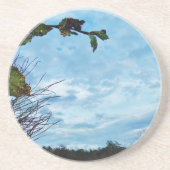 Elegant Holly Christmas, blauer Himmel Sandstein Untersetzer (Vorne)