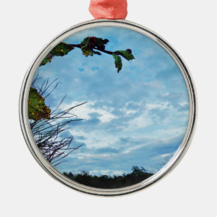 Elegant Holly Christmas, blauer Himmel Silbernes Ornament