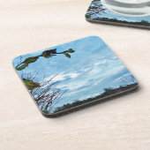 Elegant Holly Christmas, blauer Himmel Untersetzer (Linke Seite)