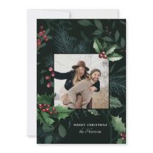 Elegant Holly Christmas Dark Green Botanical Foto