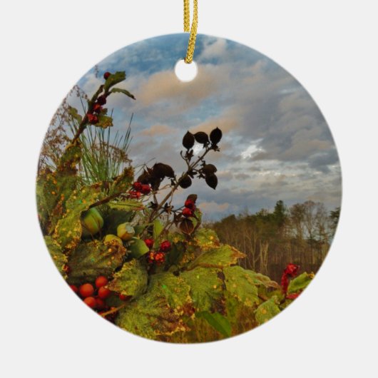 Elegant Holly Christmas Keramik Ornament (Vorne)